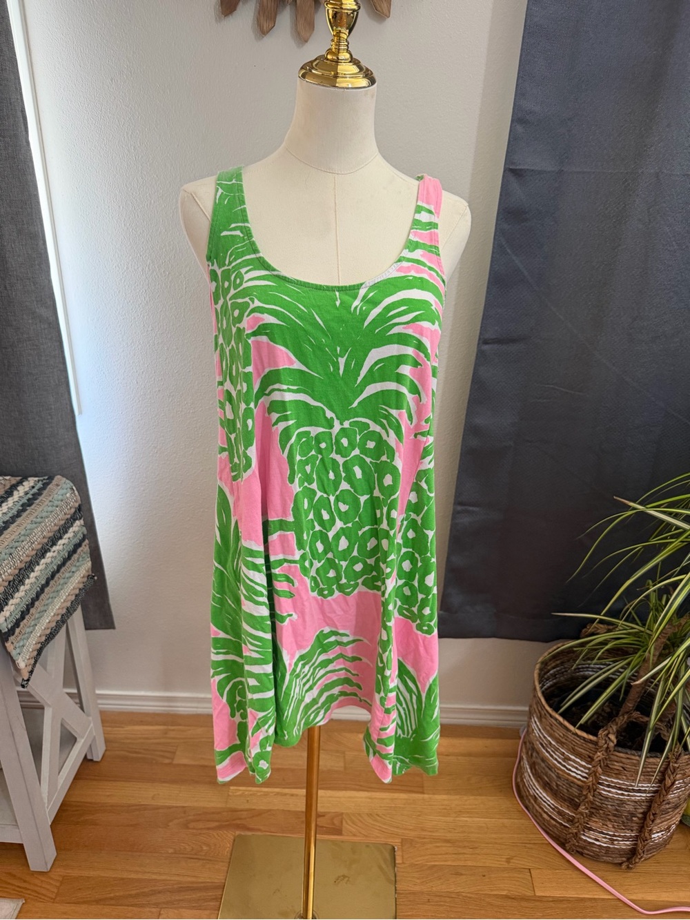 Sleeveless Pink & Green Tropical Print Swing Tank Lilly Pulitzer
